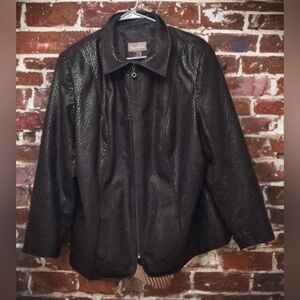 TanJay Textured Black Leather Jacket